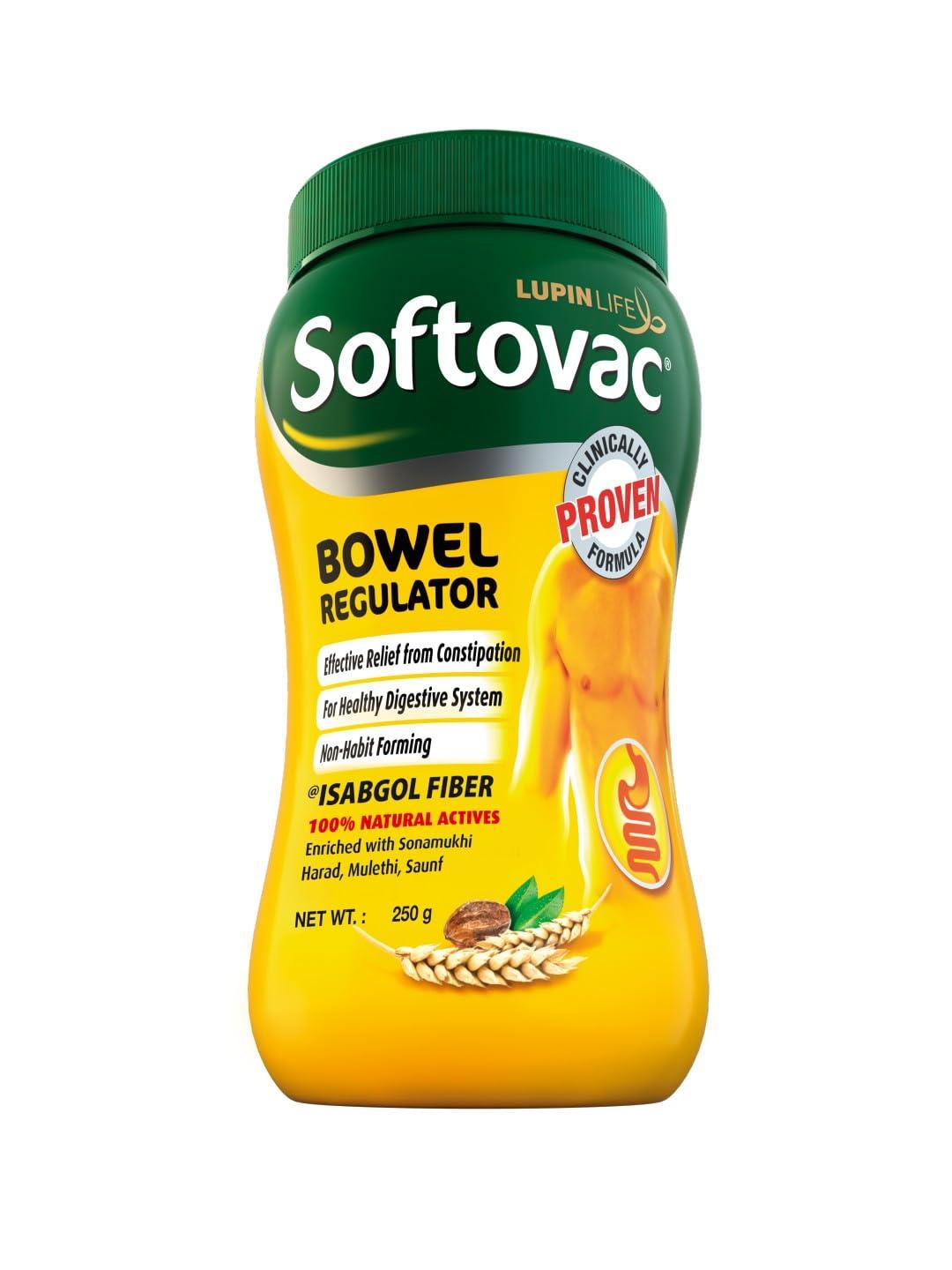 Softovac Softovac Bowel Regulator 250g - 100% Natural Actives: High Fiber Formula enriched with Sonamukhi, Harad, Mulethi, Saunf etc.