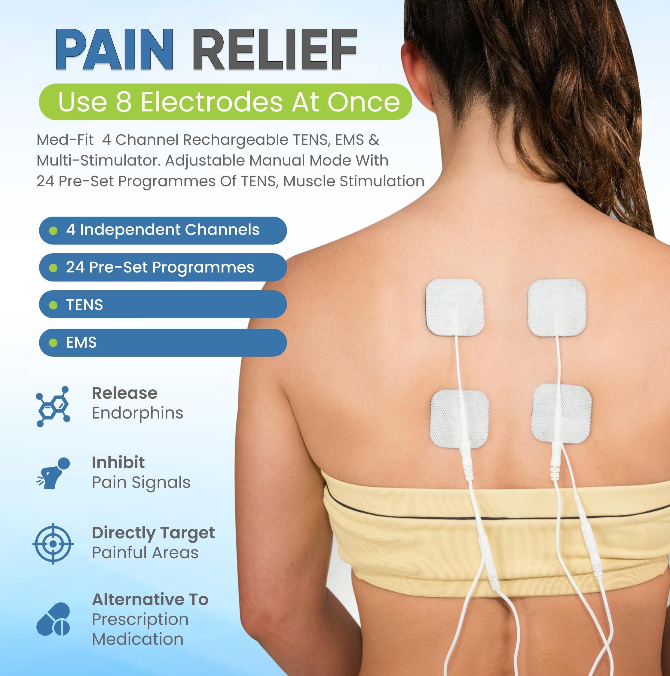 Medfit Med-Fit Premier EV906 4 Channel Rechargeable TENS Machine and Muscle Stimulator with 24 Pre-Set Programmes Manual Adjustment