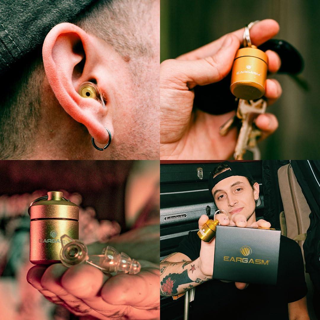 Eargasm Eargasm High Fidelity Earplugs with Gold Filters - Reusable Noise Reduction Hearing Protection Ear-Plugs with Carrying Case for Bartenders, Concerts, Festivals, Raves, Musicians, Live Music, Sports