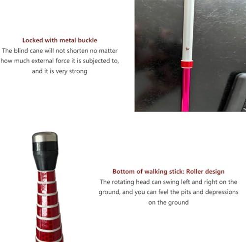 SEIBES Folding Blind Cane, 8 Sections Titanium Alloy Blind Cane Telescopic Outdoor Walking Stick with Reflective Walk Cane for the Blind and Vision Impaired(139.5cm/55in)