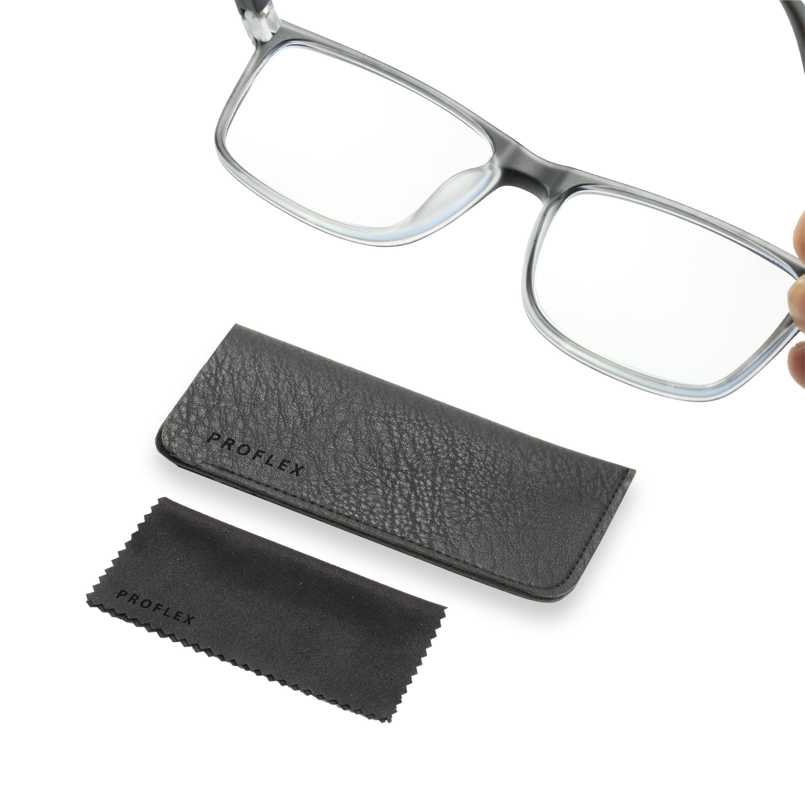 PROFLEX PROFLEX Fusion Blue Light Blocking Reading Glasses Robust Frames Spring Hinges Matte Finish Impact and Scratch Resistant Unisex (BLKWHT, 2.5)