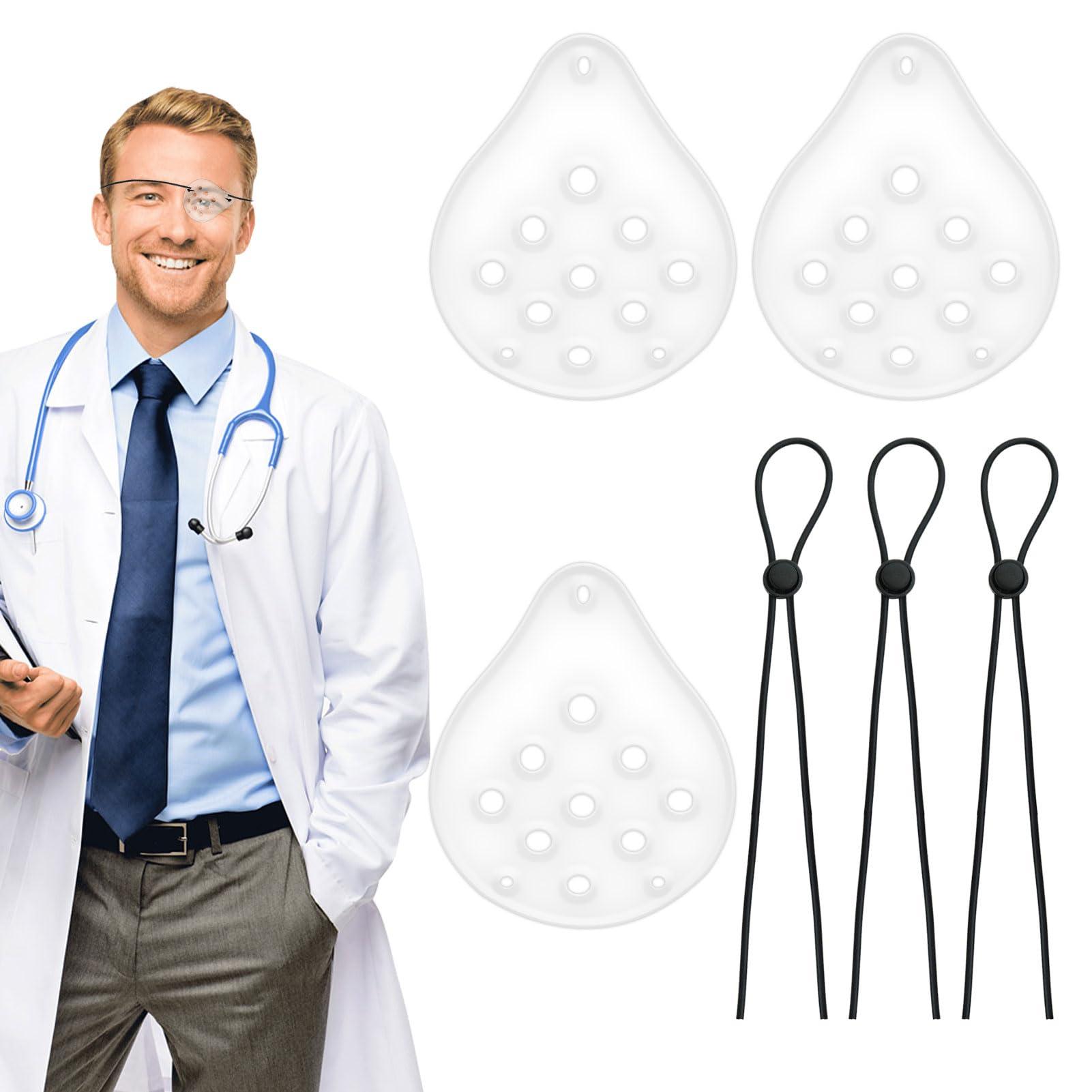 TYVOM Eye Shield After Cataract Surgery 3 Pcs Eye Patches for Adults Medical 9 Hole Protective Eye Patch Cataract Eye Shield with Adjustable Strap Eye Shield After Surgery Ventilated
