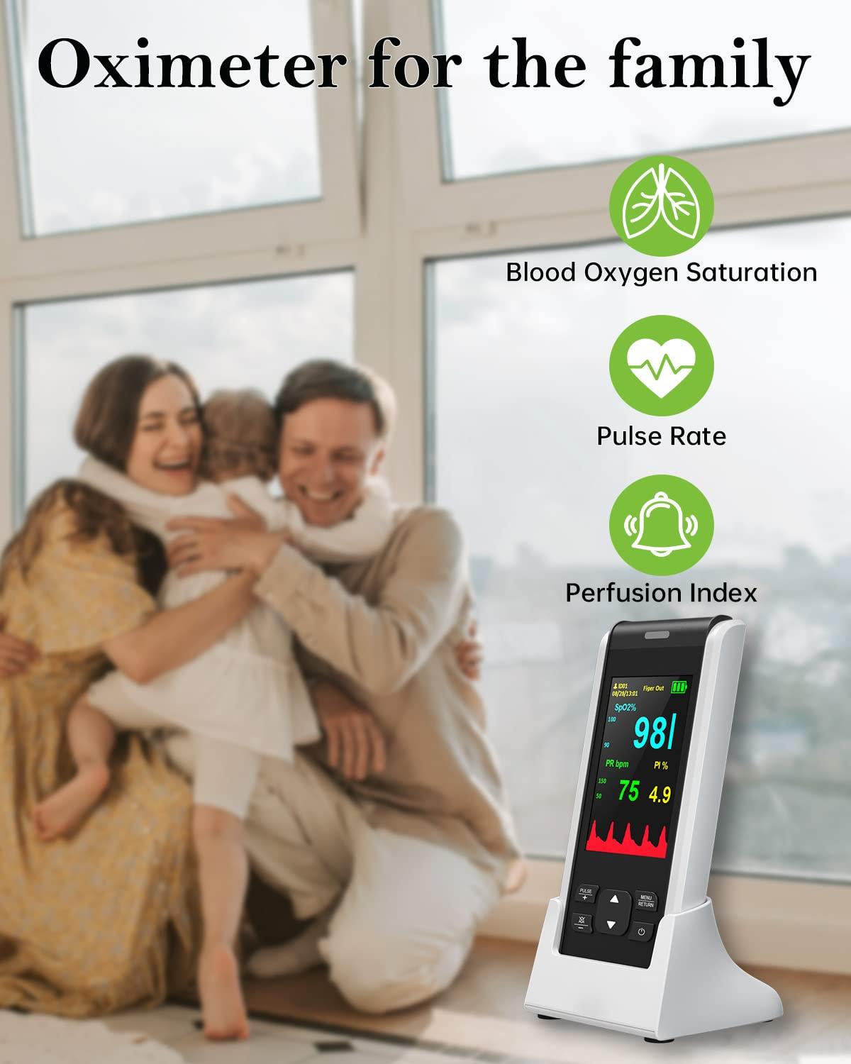 HOLFENRY Oxygen Monitor Finger Adults, HOLFENRY Handheld Pulse Oximeter Oxygen Machine with Alarm/Oxygen Saturation Monitor CE Approved UK, Free APP Tracking SpO2, Heart Rate and PI