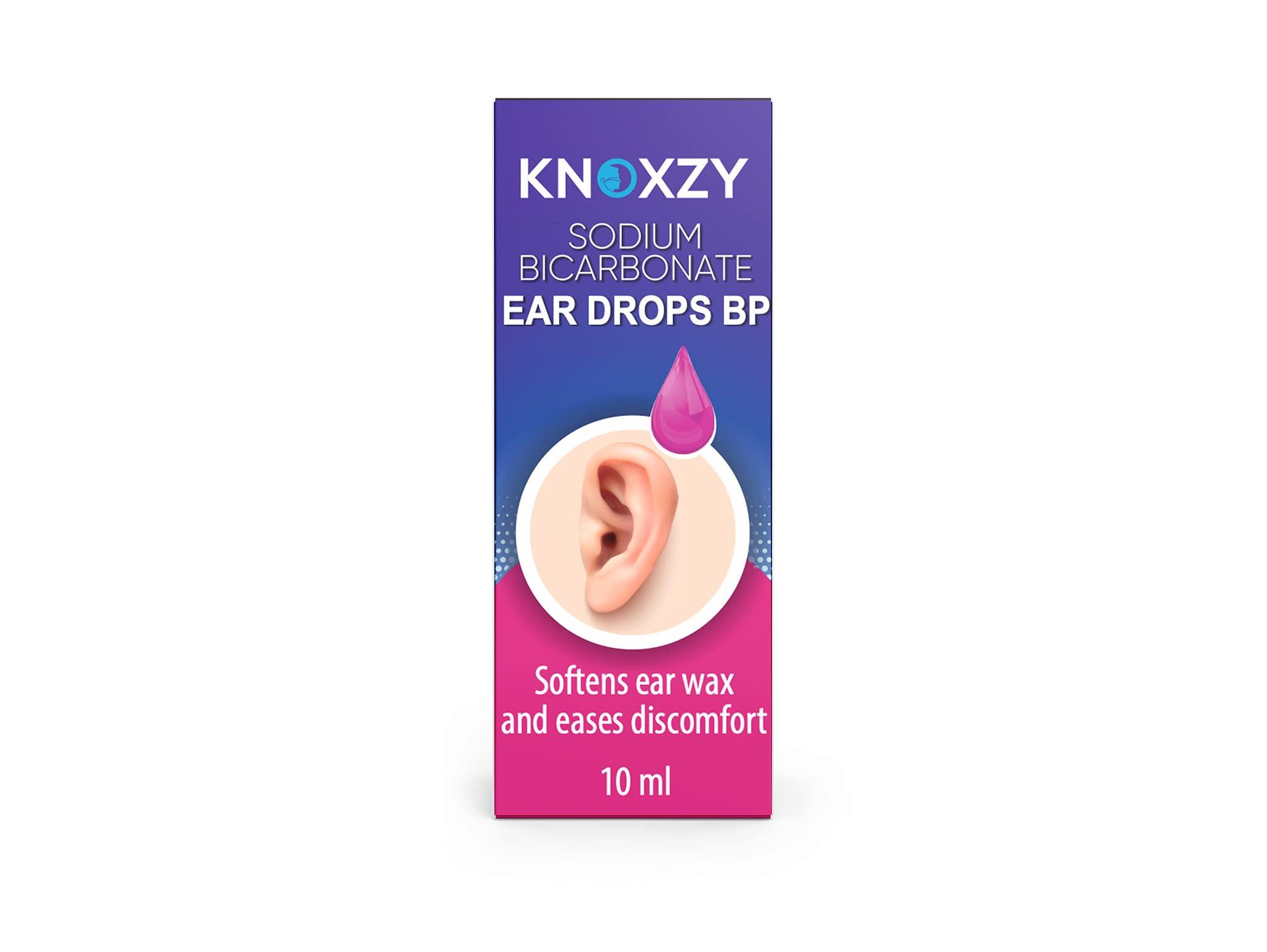 KNOXZY Knoxzy Sodium Bicarbonate Ear Wax Removal Drops, Clinically Tested Ear Drops, Ear Wax Softener for Clogged Ear Relief and Swimmers Ear - 10ml (Pack of 3).