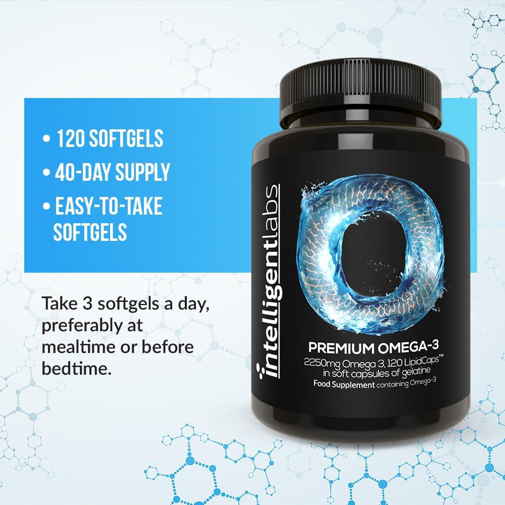 Intelligent Labs Intelligent Labs Triglyceride Omega-3 | 2,250 mg Fish Oil (1,224 mg EPA + 816 mg DHA + 210 mg Other Omega-3) | 120 Softgels | High-Potency Fish Oil Supplement