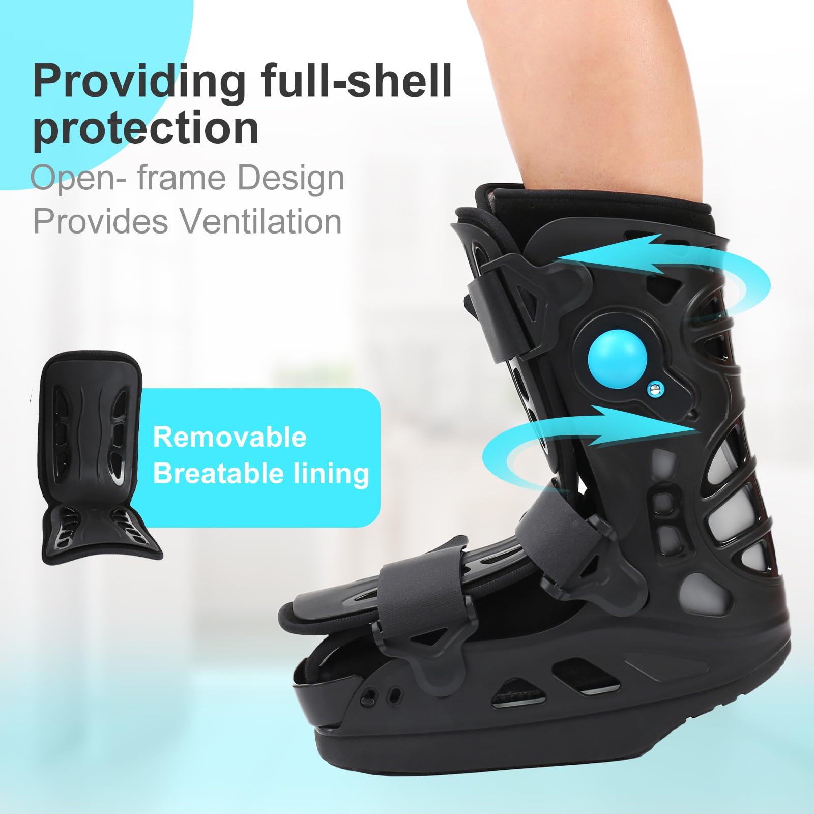 Tairibousy Offloading Walking Boot for Heel Pain or Ankle Sprained Medical Inflatable Walker Fracture Boot Short Air Cam Walker Brace for Fracture, Plantar Fasciitis, Achilles Tendon Injury, Ulcerations (L)