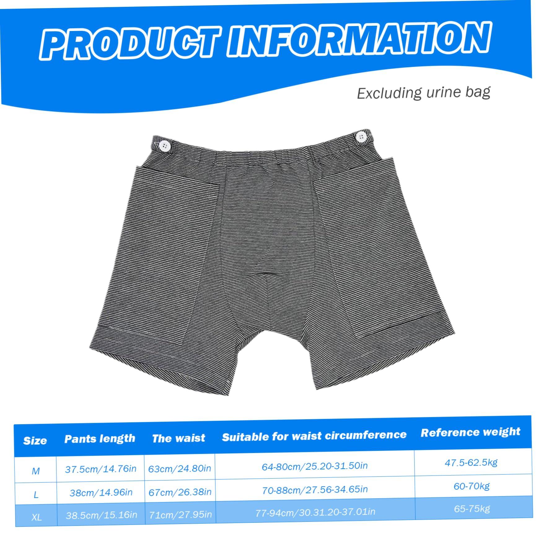 Baobiutin XL-Catheter Pants for Men,Catheter Underwear for Men with Elastics Cotton Catheter Pants with 2 Pocket Concealed Nephrostomy Bag Clothing for Elderly,No Urine Bag,Catheter Underwear for Men