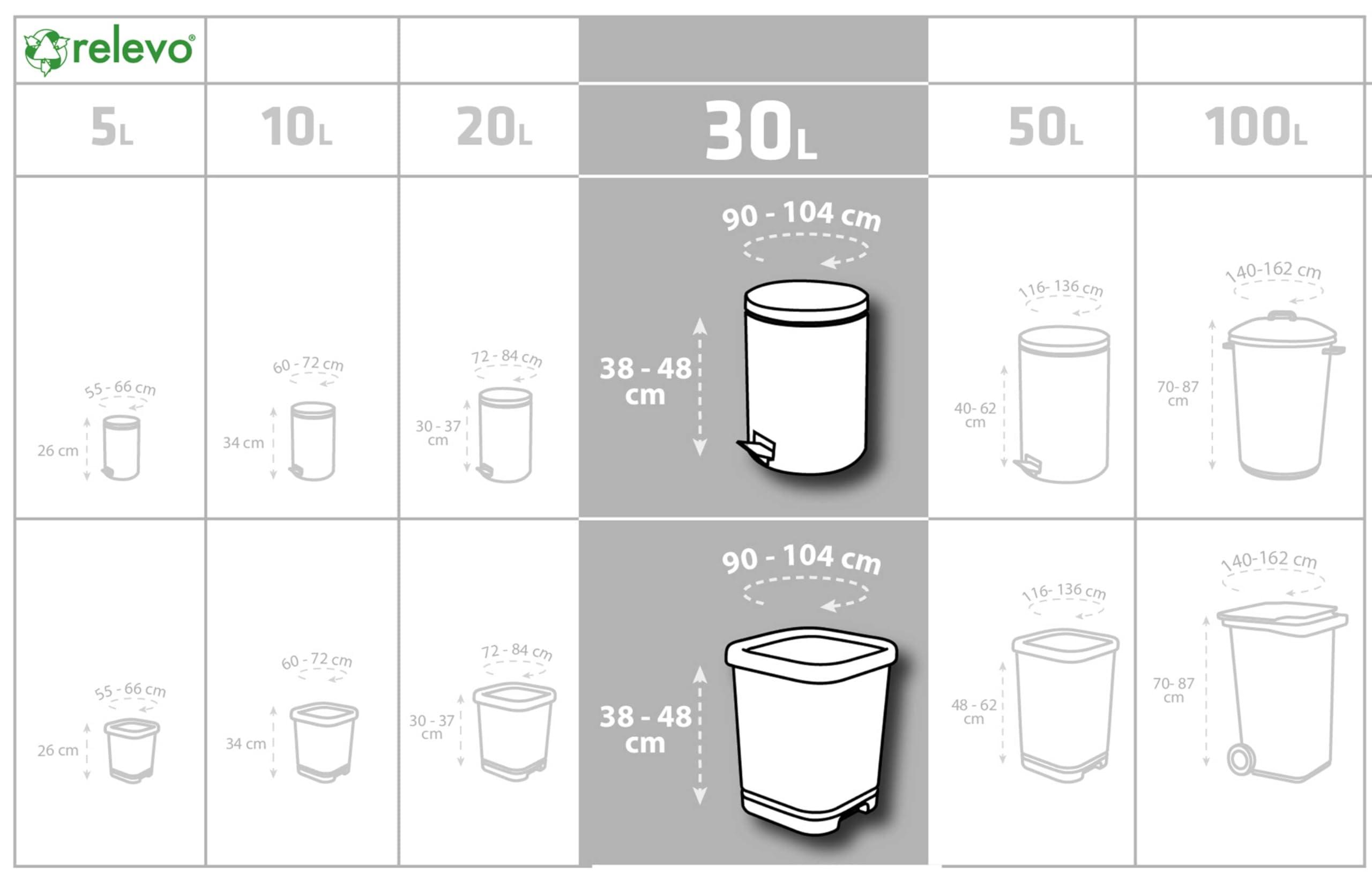 Relevo Relevo 100% Recycled Bin Liners, Heavy Duty 30 L, 45 Bin Bags with Drawstrings
