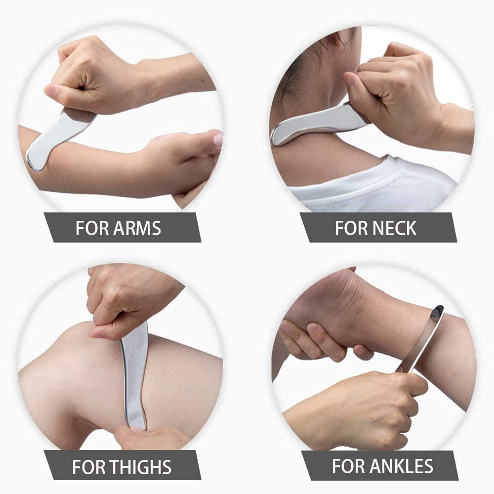 AnTiexi Medical Grade Stainless Steel Gua Sha Tool Set,Scraping Massage Tool -AnTiexi IASTM Tool Set Great Soft Tissue Mobilization Tool (3pcs Set)