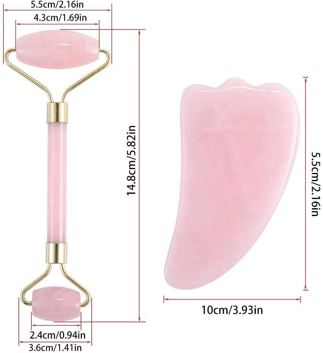 NewL NewL Facial Massage, Set of 3 Royal Jade Roller, Natural Rose Quartz Anti-aging Tools for Face Neck Eye Body With Box