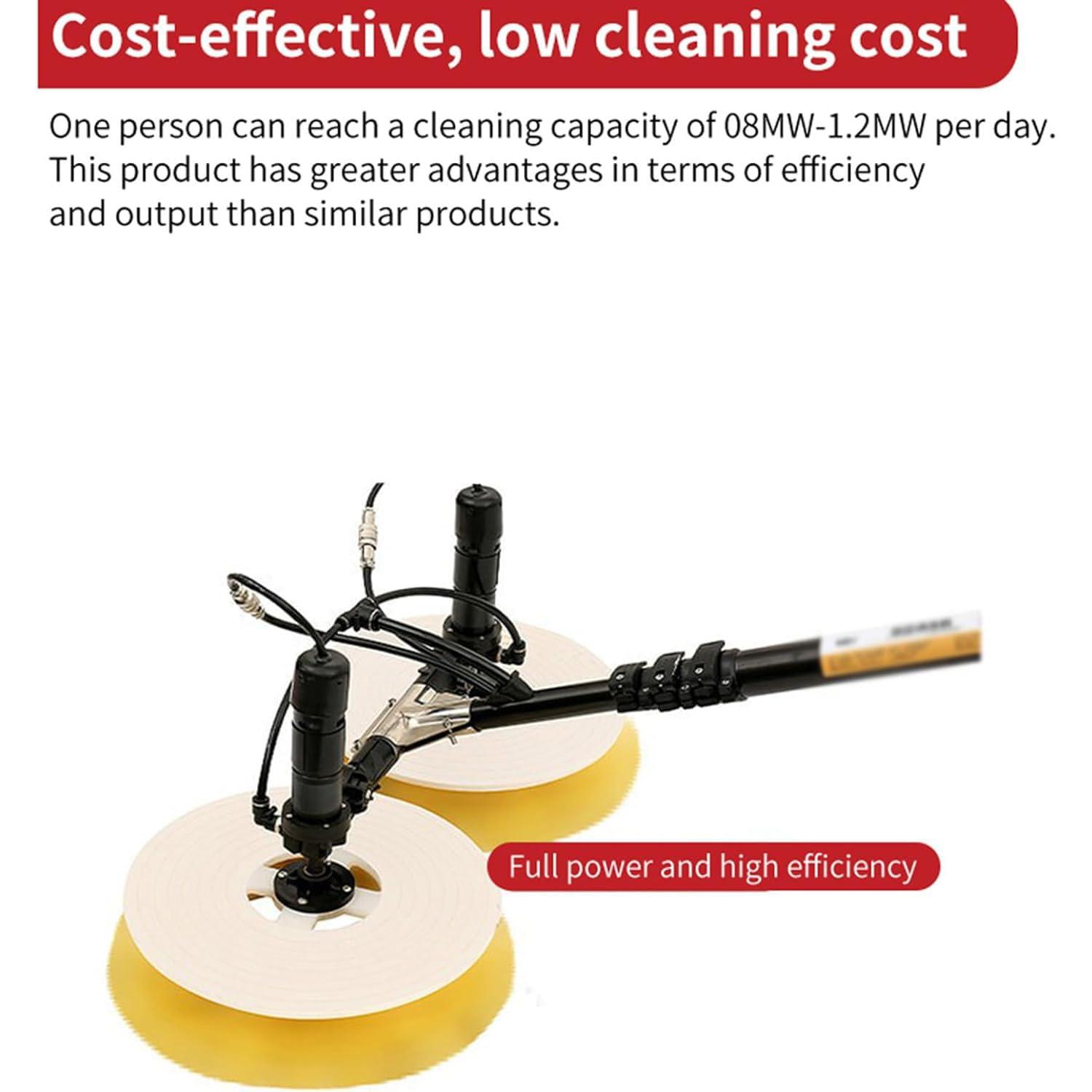 twostronking Telescopic Solar Panel Cleaning Brushes Rod,Solar Photovoltaic Cleaning Machine,with 8m Cable,Double Rotating brush head,solar panel cleaning brush,5.5m