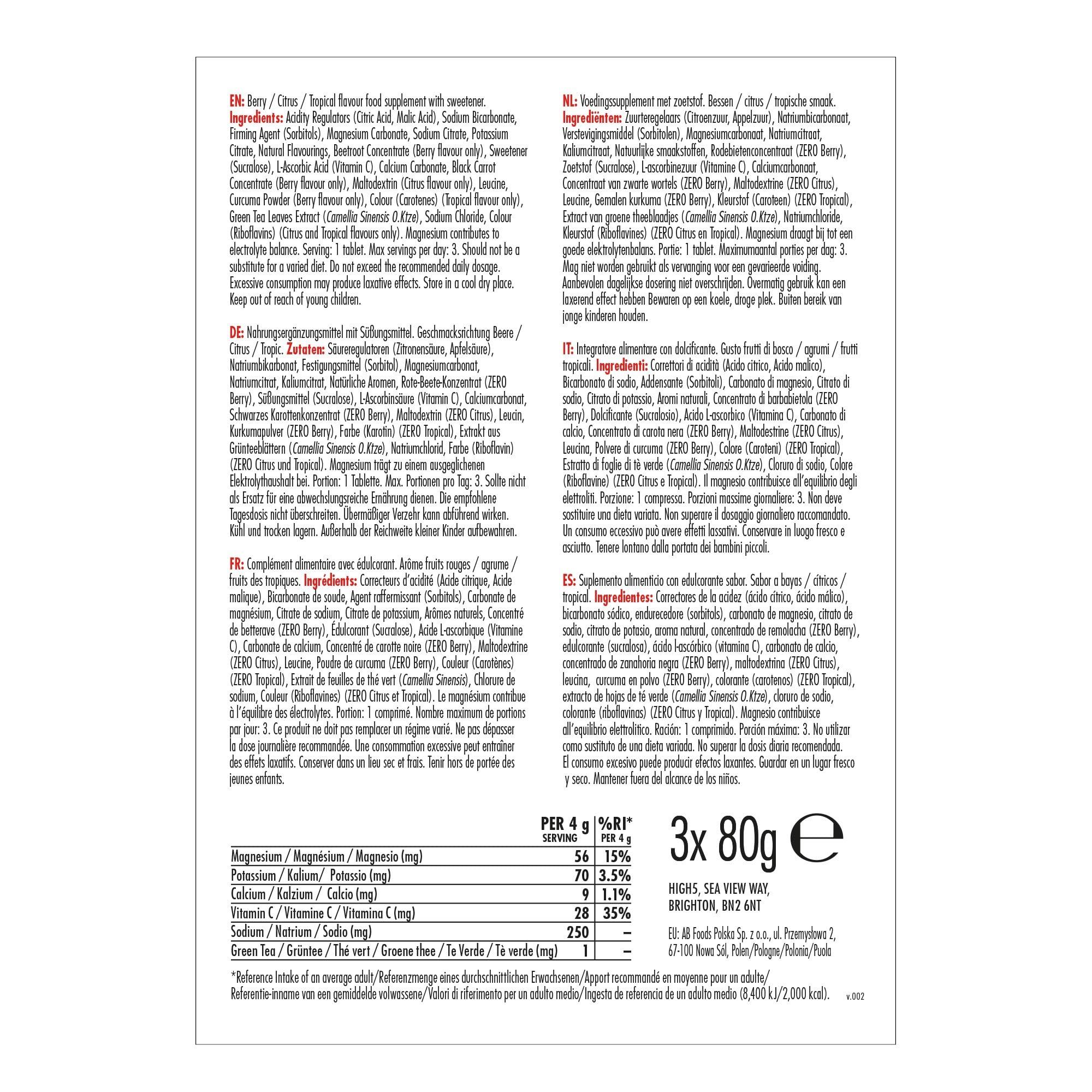 HIGH5 HIGH5 ZERO Electrolyte Tablet - Hydration Tablets Enhanced with Vitamin C - 0 Calories & Sugar Free - Boost Hydration, Performance & Wellness - Triple Pack, 60 Tablets (20x, Pack of 3)