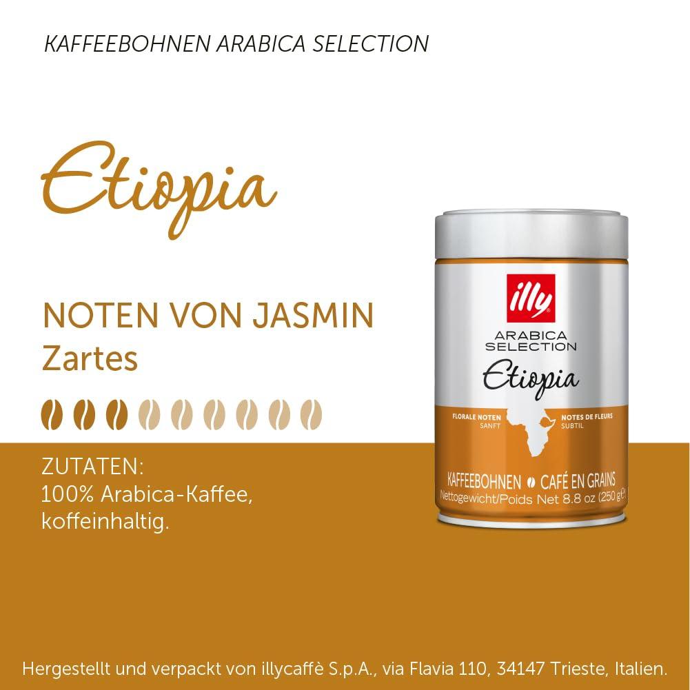 illy illy Coffee Beans, Arabica Coffee Beans Selection, Ethiopia, 250 g (Pack of 2)