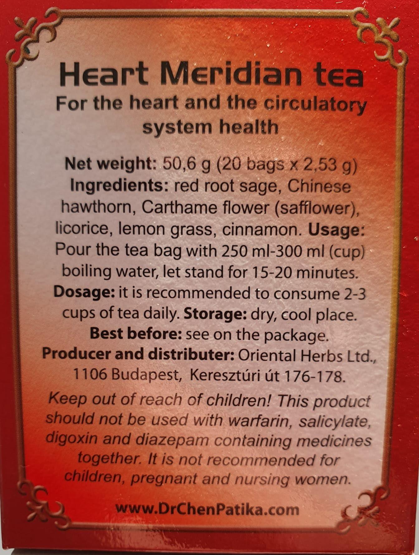 Dr Chen Dr Chen Heart Meridian Tea Natural Traditional Tea Blend Heart and Circulatory Health 20 Teabags