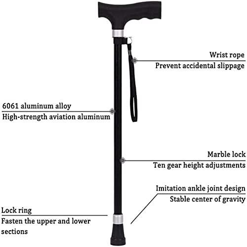 SilteD Canes Elderly Cane, Old Man Walking Stick Tapping Stick T Handle Baston Elder Stable Crutch Hiking Elderly and Arthritis Seniors Disabled, Black Walk for Elderly