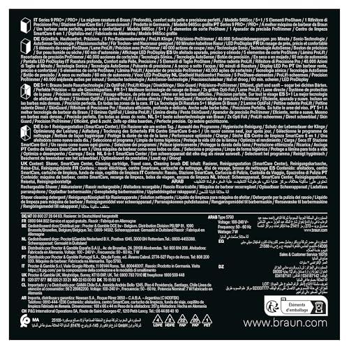 Braun Braun Series 9 PRO+ Electric Shaver For Men, Braun Shavers For Men, 5 Pro Shave Elements & Precision Long Hair ProTrimmer, SmartCare Center, Wet & Dry Electric Razor For Men, 60min Runtime, 9465cc