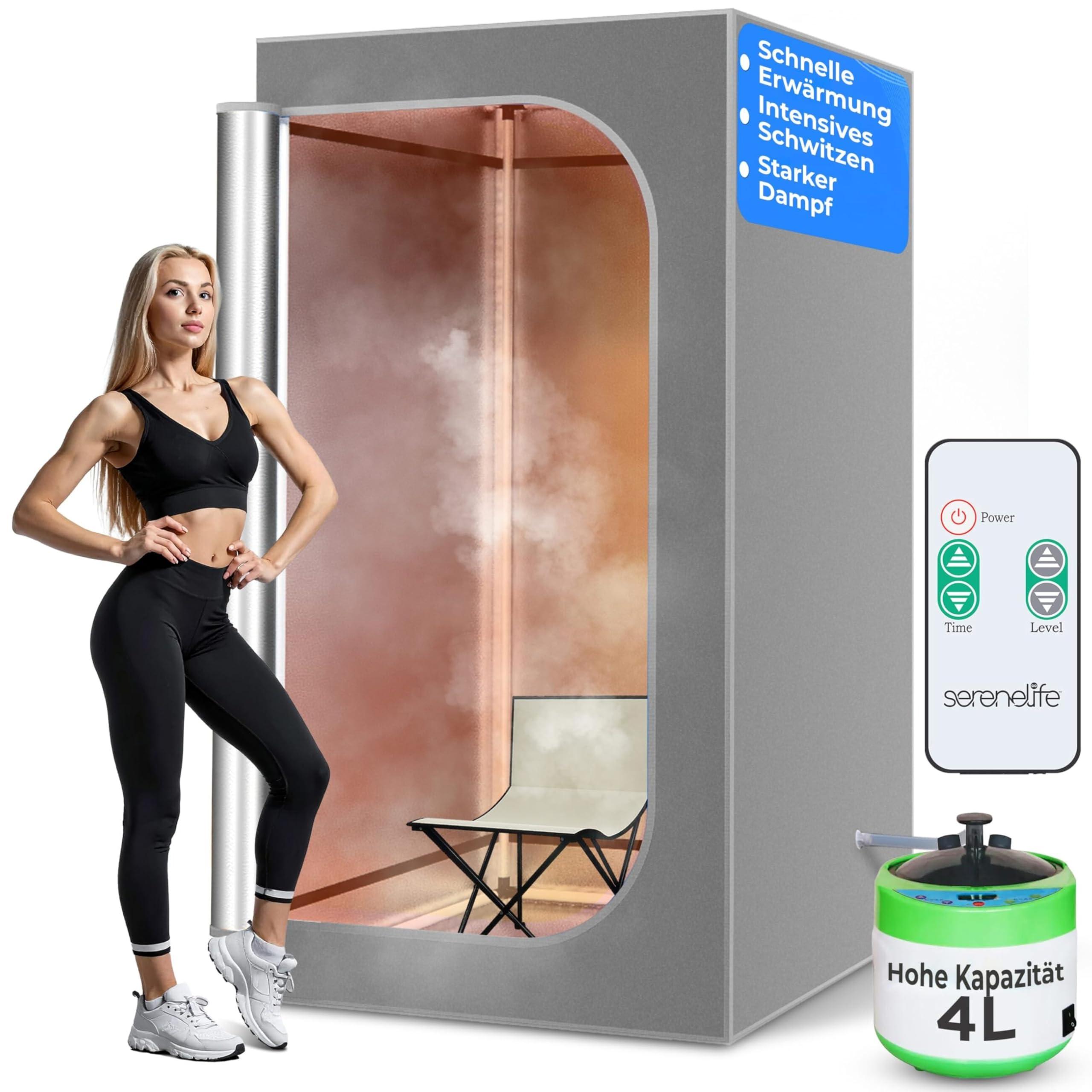 SereneLife SereneLife Portable Sauna, Full Size Infrared Home Spa, indoor sauna tent, steam room, home sauna tent, steam sauna tent, One Person Sauna box for home, with Free Heating Foot Pad and Portable Chair
