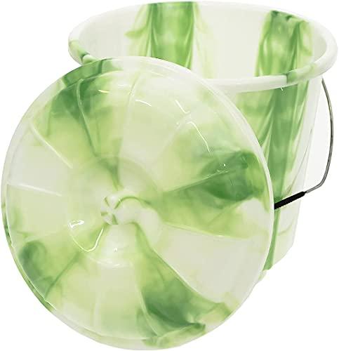 Pemienterprize Pemienterprize 1 x High Grade Multipurpose Tie dye Design Bucket Bin With Metal Handle And Lid Storage Container, Hard Wearing Bucket, Garden, Cleaning, Kitchen (Assorted Colours) (13 Litre)