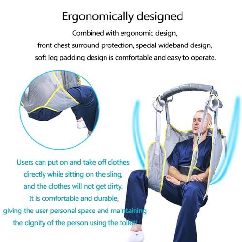 Glcfound Hoyer Lift Sling Full Body Sling with Patient Lifts Lifting Sling for Patient Transfer and Positioning and Lifting Patient Aid Full Body Toileting Sling Patient Aid One Piece Patient Lift Sling L