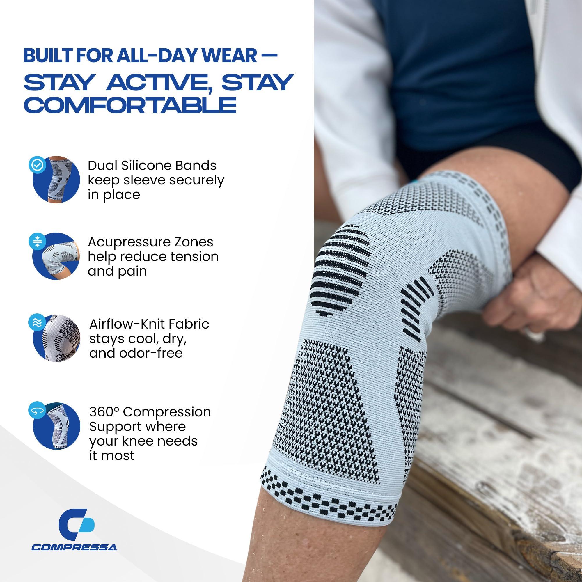 C Compressa Compressa Knee Sleeve for Women & Men (Regular) - Non-Slip Compression Support for Joint Pain, Muscle Recovery, Arthritis, and Injury Relief