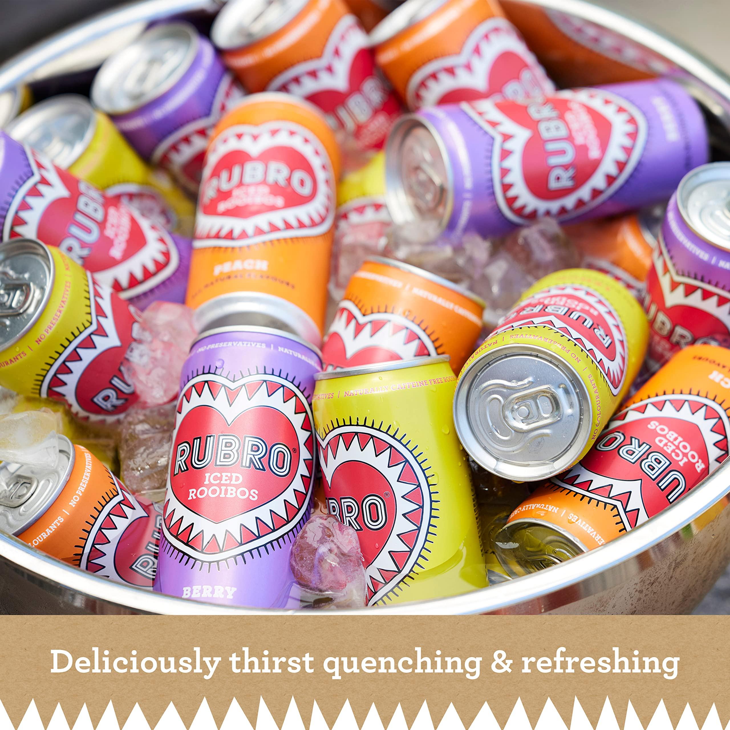 Rubro Rubro - Lemon Rooibos - 6 Can Multipack - 300ml - Still, Soft Drink - Lemon Tea Drink - Fruit Flavoured Iced Tea - Bulk Soft Drinks