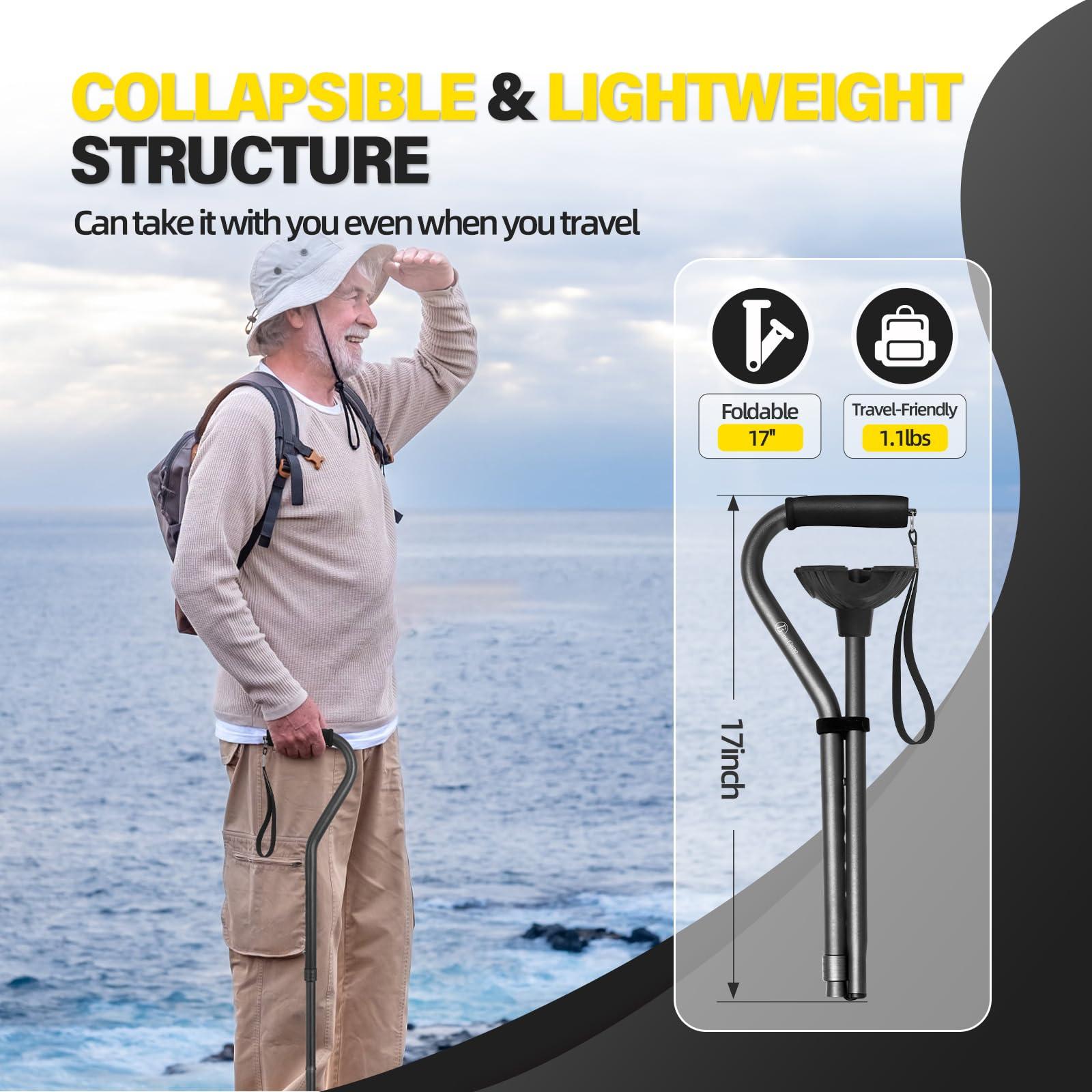 BeneCane BeneCane Walking Cane Adjustable Cane with Offset Soft Cushioned Handle for Men & Women Lightweight Comfortable Extra Stability Base Mobility Aid for Men Women and Seniors