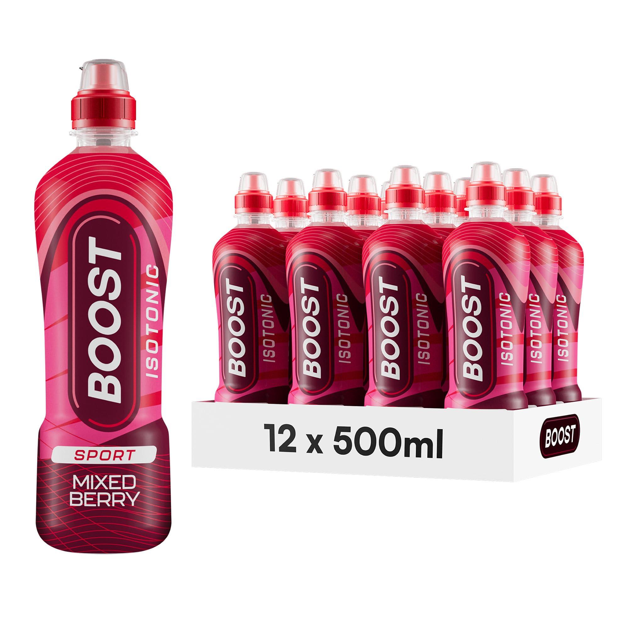 Boost Boost Sports Drinks Mixed Berry 12 Isotonic Drink with Vitamin B12 and B6 Electrolyte Drink Maximum Hydration Drinks Low Calorie Vegan Adult Soft Drinks Multipacks 12x500ml