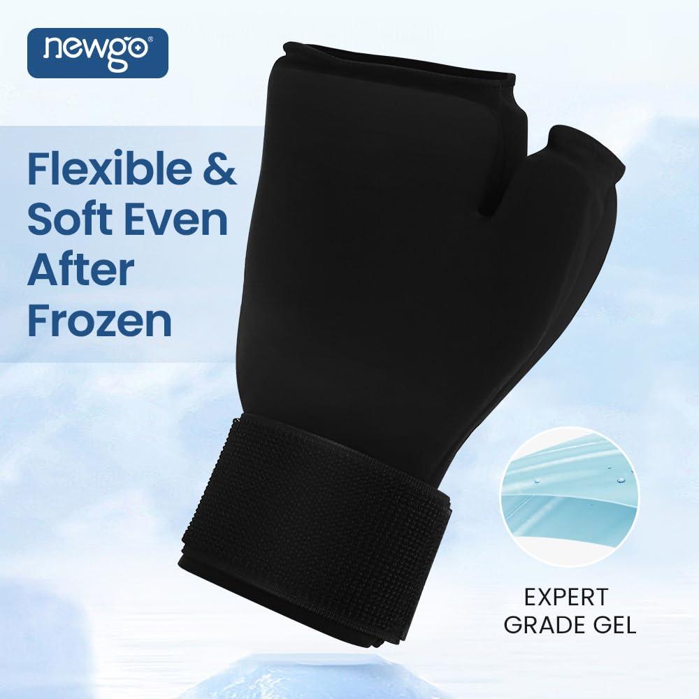 NEWGO NEWGO Wrist Ice Pack, Gel Hand Ice Glove, Ice Wrap for Thumb, Hot Cold Therapy, Adjustable Strap for Pain Relief of Carpal Tunnel, Arthritis (Black-2)
