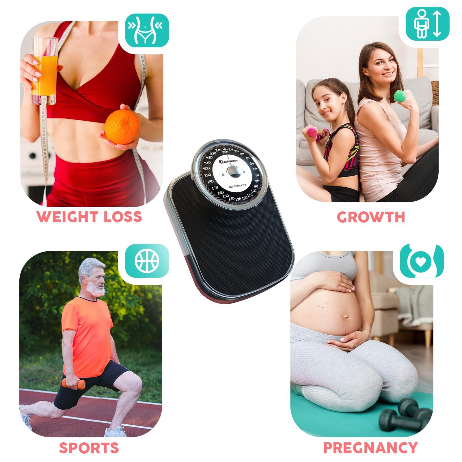 Adamson Adamson A28 Bathroom Scales - Up to 250 kg, Heavy Weight, Anti-Skid Rubber Surface, Extra Large Numbers - High Precision Weighing Scales for Body Weight - Durable with 20-Year Assurance - New