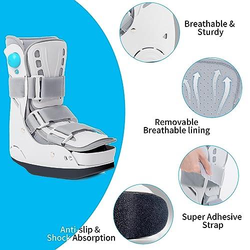 Tairibousy Offloading Walking Boot for Heel Pain or Ankle Sprained Medical Inflatable Walker Fracture Boot Short Air Cam Walker Brace for Fracture, Plantar Fasciitis, Achilles Tendon Injury, Ulcerations (L)