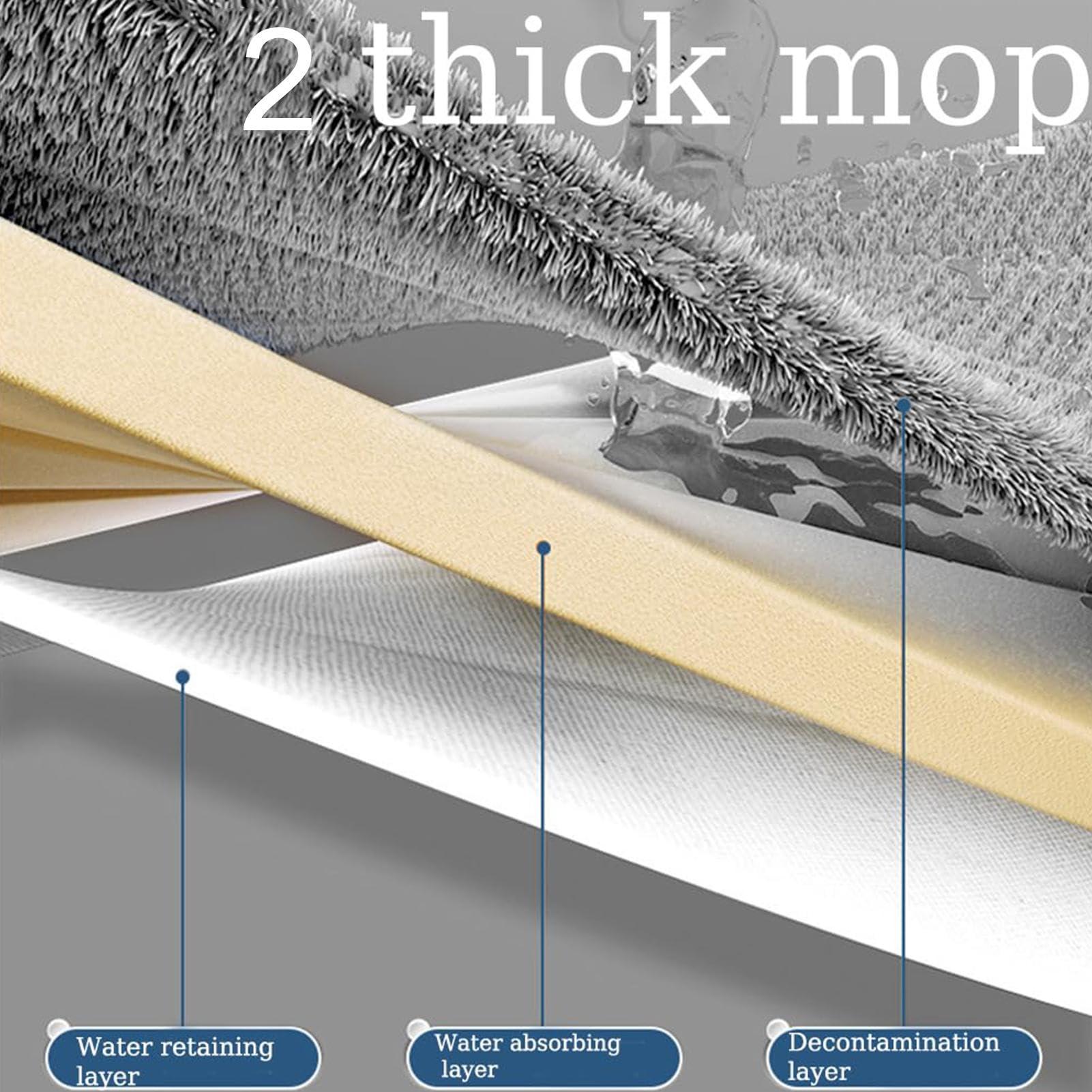 Generic Flat Head Mop - Wet And Dust Mopping - Dust Wet Dry Mop With 2 Reusable Microfiber Pads For Wet And Dry Use, Ceramic Tiles