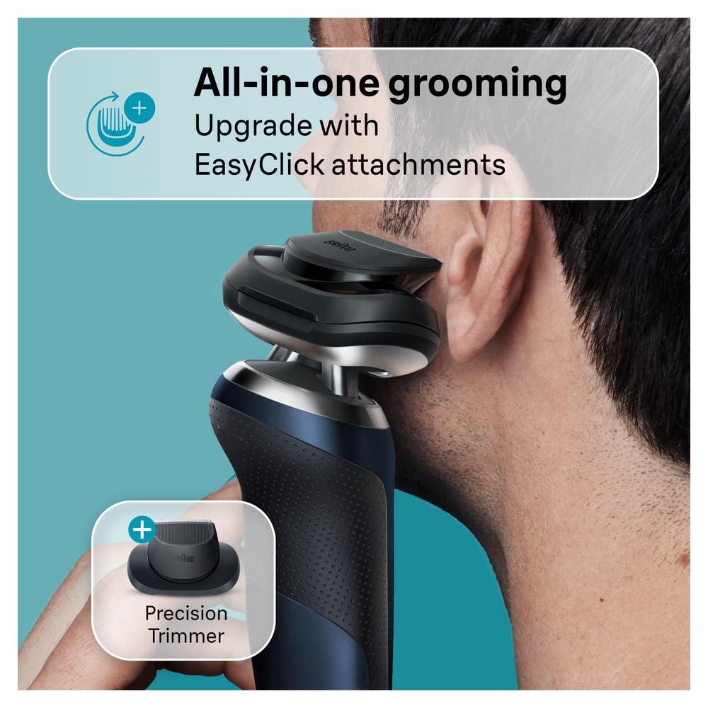 Braun Braun Series 7 71-B1200s Electric Shaver for Men with EasyClick Precision Trimmer Attachment, 360 Flex, Wet & Dry, Rechargeable, Cordless Foil Razor, Blue