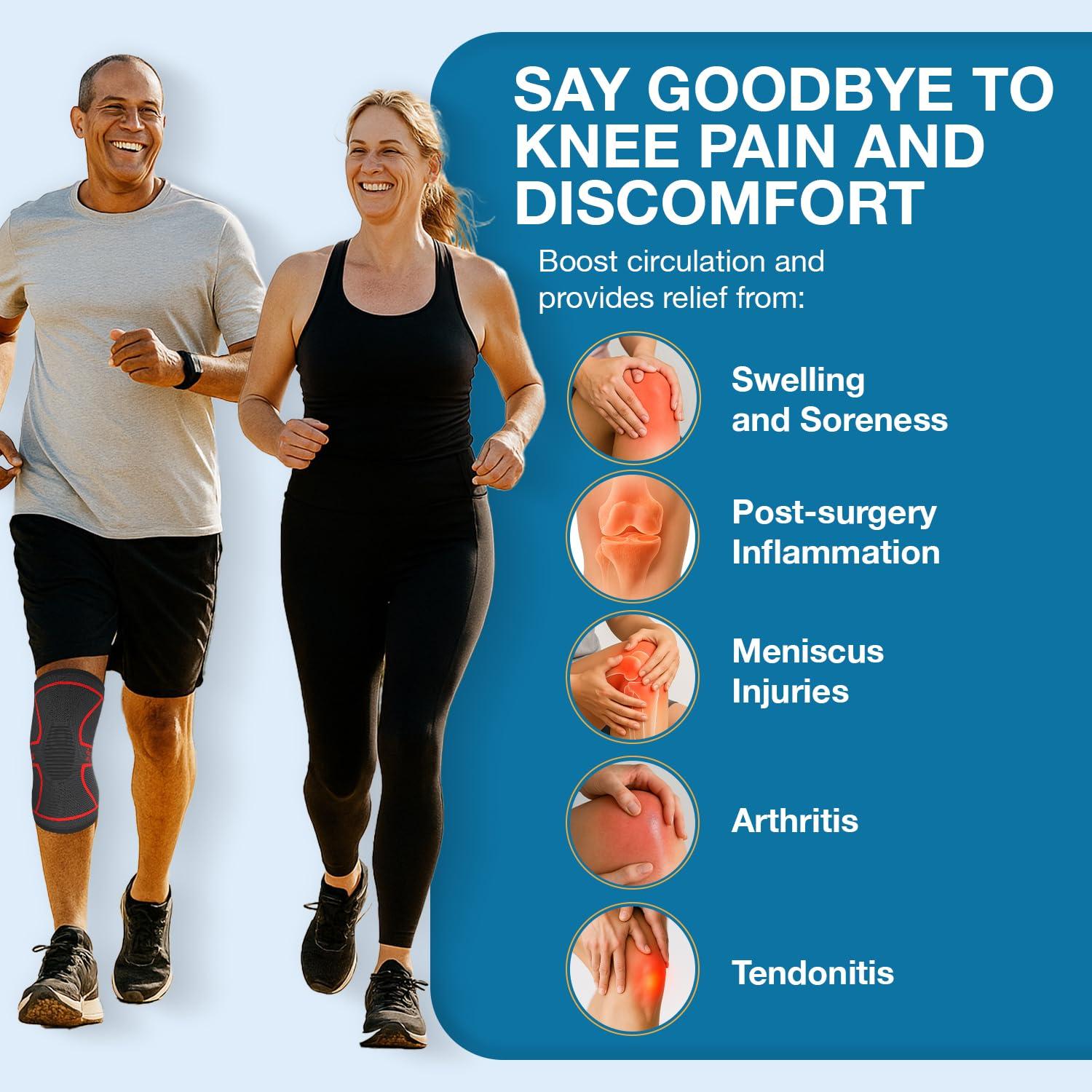 Uflex Athletics Uflex Athletics Knee Compression Sleeve Support for Running, Jogging, Sports, Joint Pain Relief, Arthritis and Injury Recovery-Single Wrap (Medium)