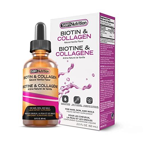 SBR Nutrition SBR Nutrition Biotin and Collagen Liquid Drops Daily Food Supplement, Vitamins for Hair Growth and Thickening, Skin Health and Nail Strength, 2 oz (60mL)