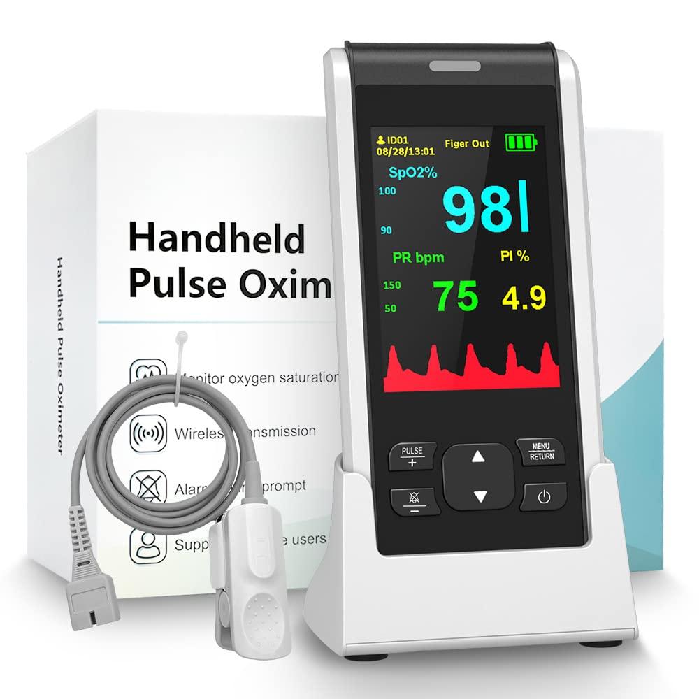 HOLFENRY Oxygen Monitor Finger Adults, HOLFENRY Handheld Pulse Oximeter Oxygen Machine with Alarm/Oxygen Saturation Monitor CE Approved UK, Free APP Tracking SpO2, Heart Rate and PI