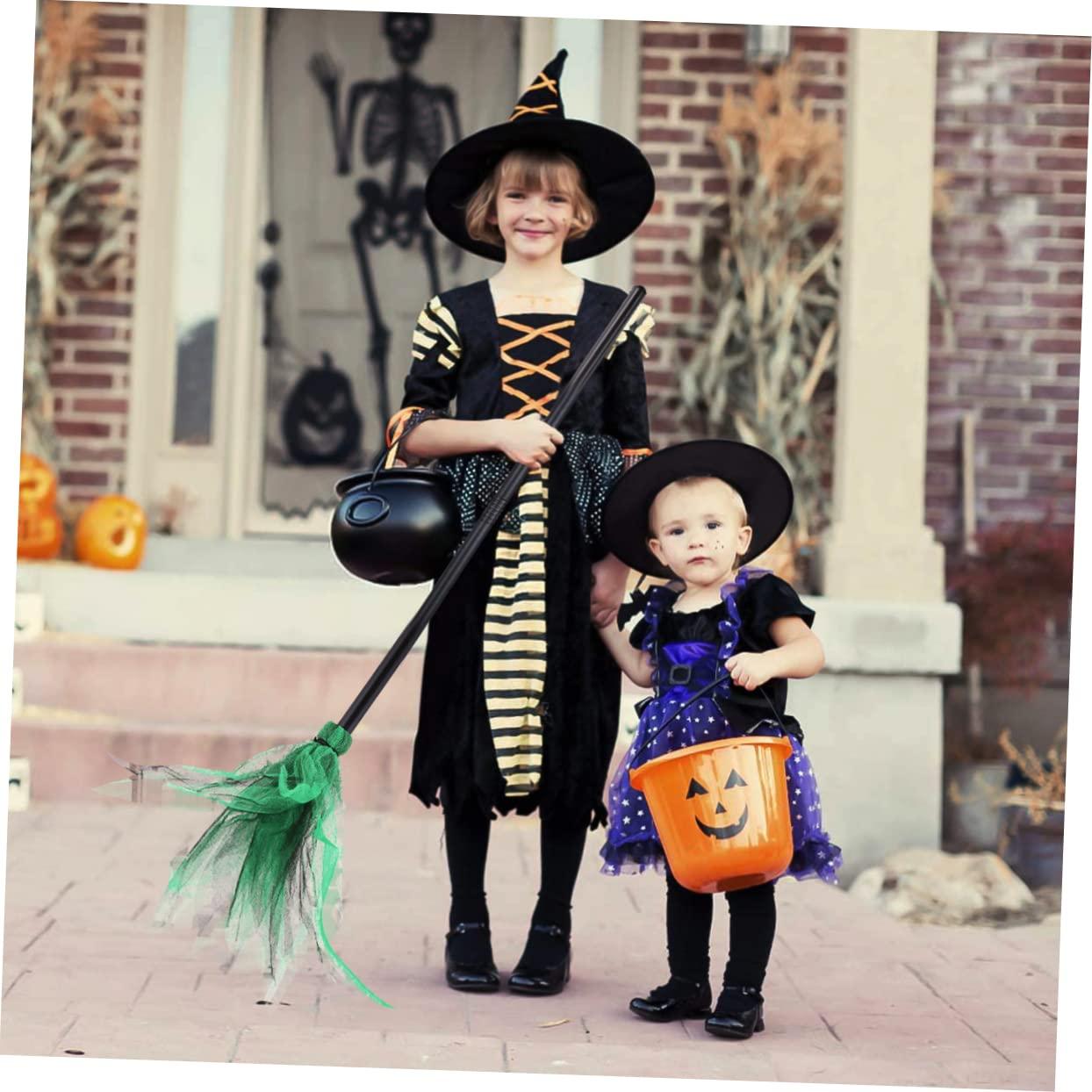 Beavorty Beavorty 2pcs Halloween Broom Halloween Party Props Kids Toys Mesh Broom Witch Broom Kids Witches Brooms Wicked Witch Costume Accessories Broom Stick Outfits Plastic Make up Child Supplies