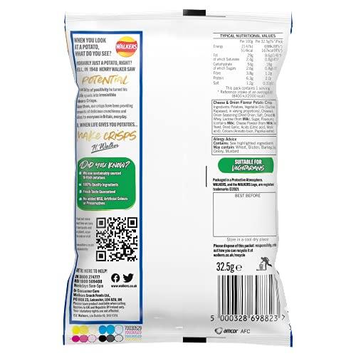 Walkers Walkers Cheese and Onion, 32.5 g (Pack of 48)