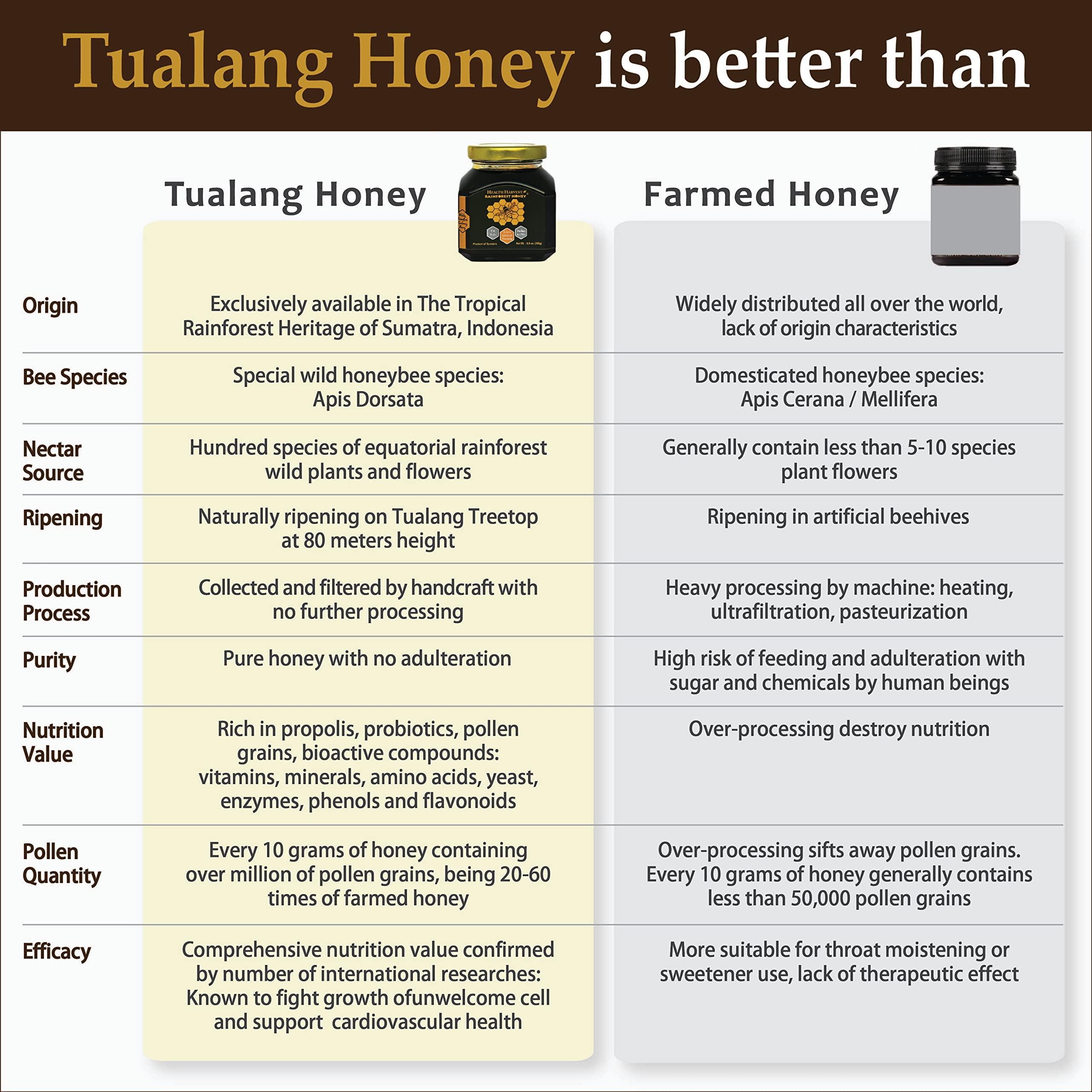 Health Harvest Premium Tualang Gold Honey 50g (TA 10.5+, Pollen Count 6.5M+, Pollen Variety 200+) Supreme Choice for Rehabilitation, Wild-ripening on 250ft Treetop, Raw, Unpasteurised, Unfiltered