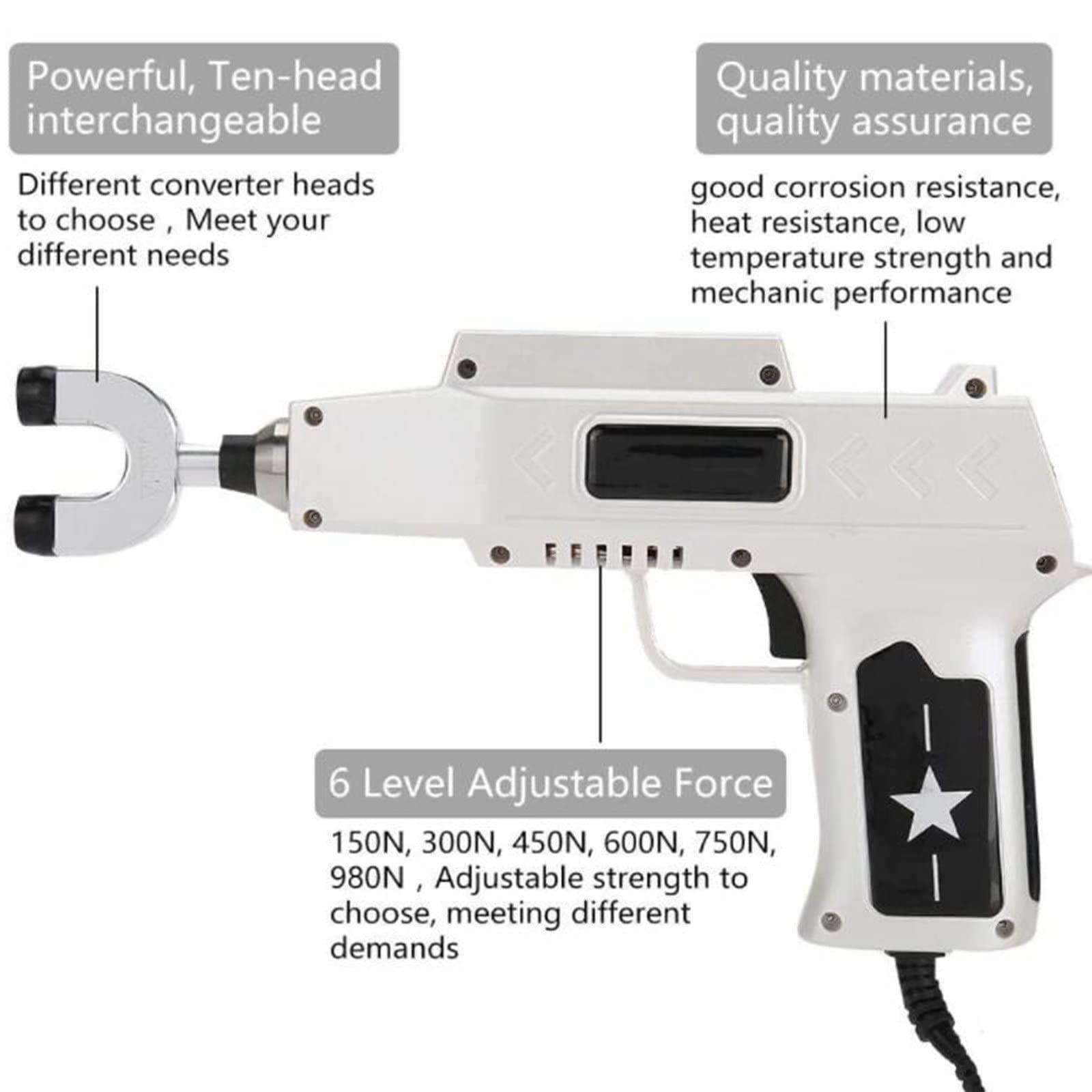JINTAOMA JINTAOMA Chiropractic Adjusting Tool,110V-240V Electric Spine Massager Adjusting Corrector Gun,Spine Chiropractic Correction Tool Lower Cervical Spine Thoracic Lumbar 10 Massage Heads,Gold