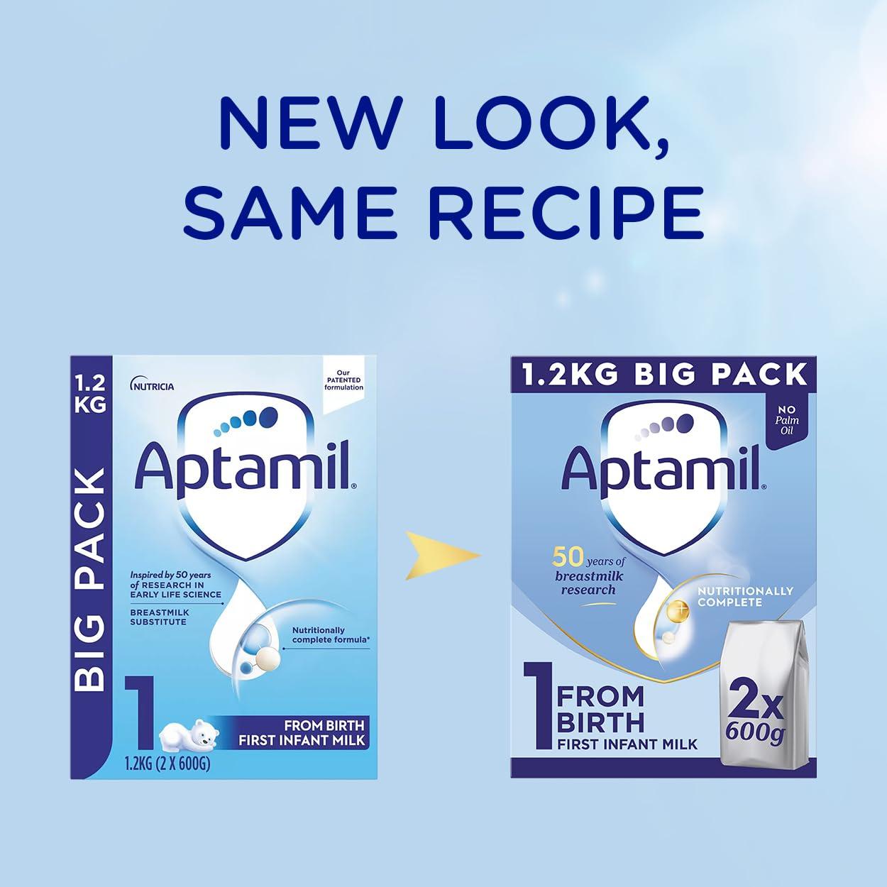 Aptamil Aptamil 1 First Baby Milk Powder, From Birth, 1.2K (Pack of 3)