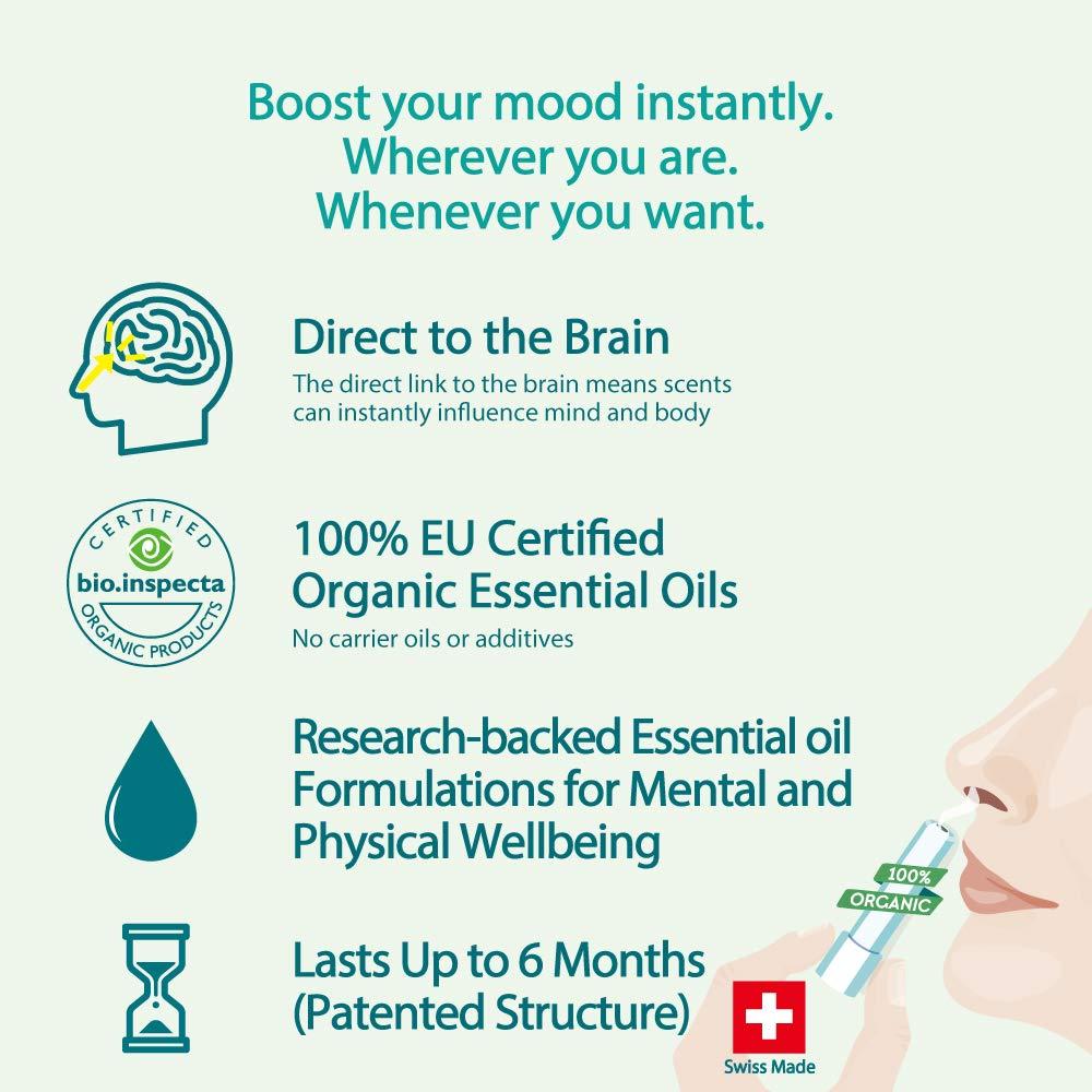 AromaStick Aromatherapy Nasal Inhaler [Made in Swiss] Organic Essential Oils Set Diffuser for Sleep, Stress, Anxiety and Others [ Portable Aromatherapy Stick] (Calm)