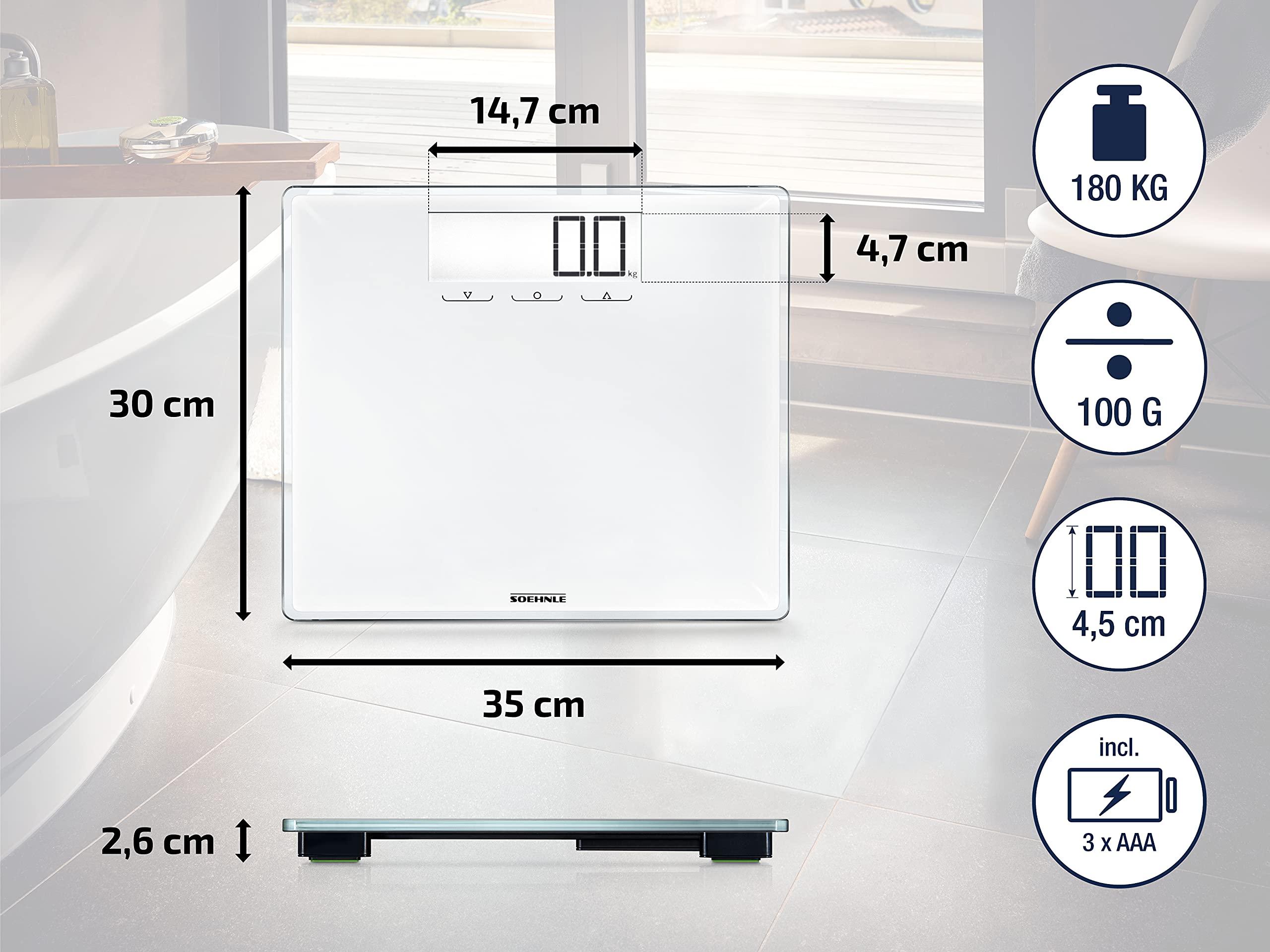 Soehnle Soehnle Style Sense Multi Electronic Bathroom Scale - 100 Scale, White