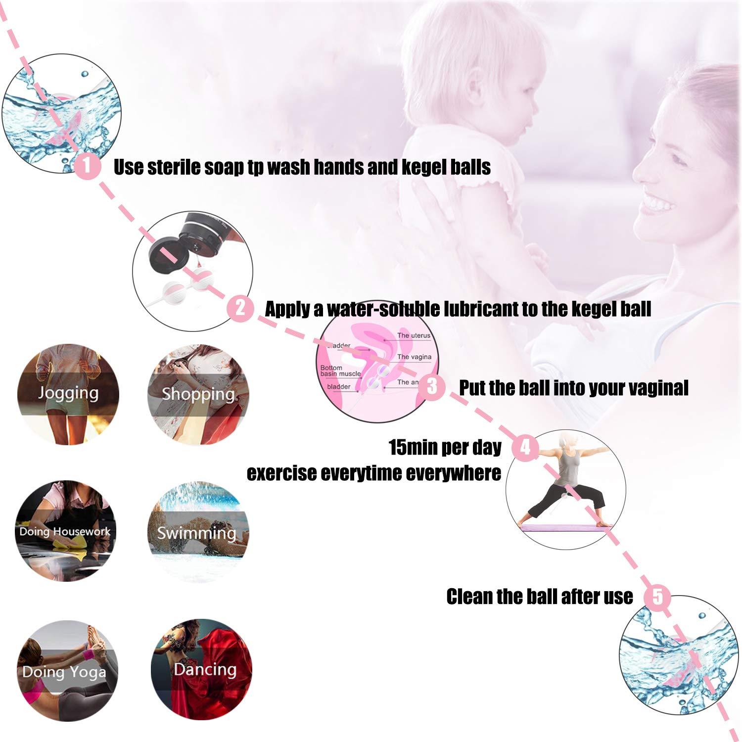 SOPHKO Kegel Weights Exercise Balls - 5 Kegel Balls for Beginner & Advance,Doctor Recommended for Women Bladder Control & Pelvic Floor Exercise Ben Wa Massage Balls