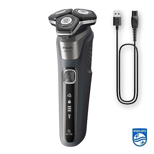 PHILIPS Philips Shaver Series 5000 - Wet & Dry Electric Shaver in Carbon Grey with 1 x Integrated Pop-up Trimmer, Soft Pouch, Protective Cap and Charging Stand (Model S5887/13)