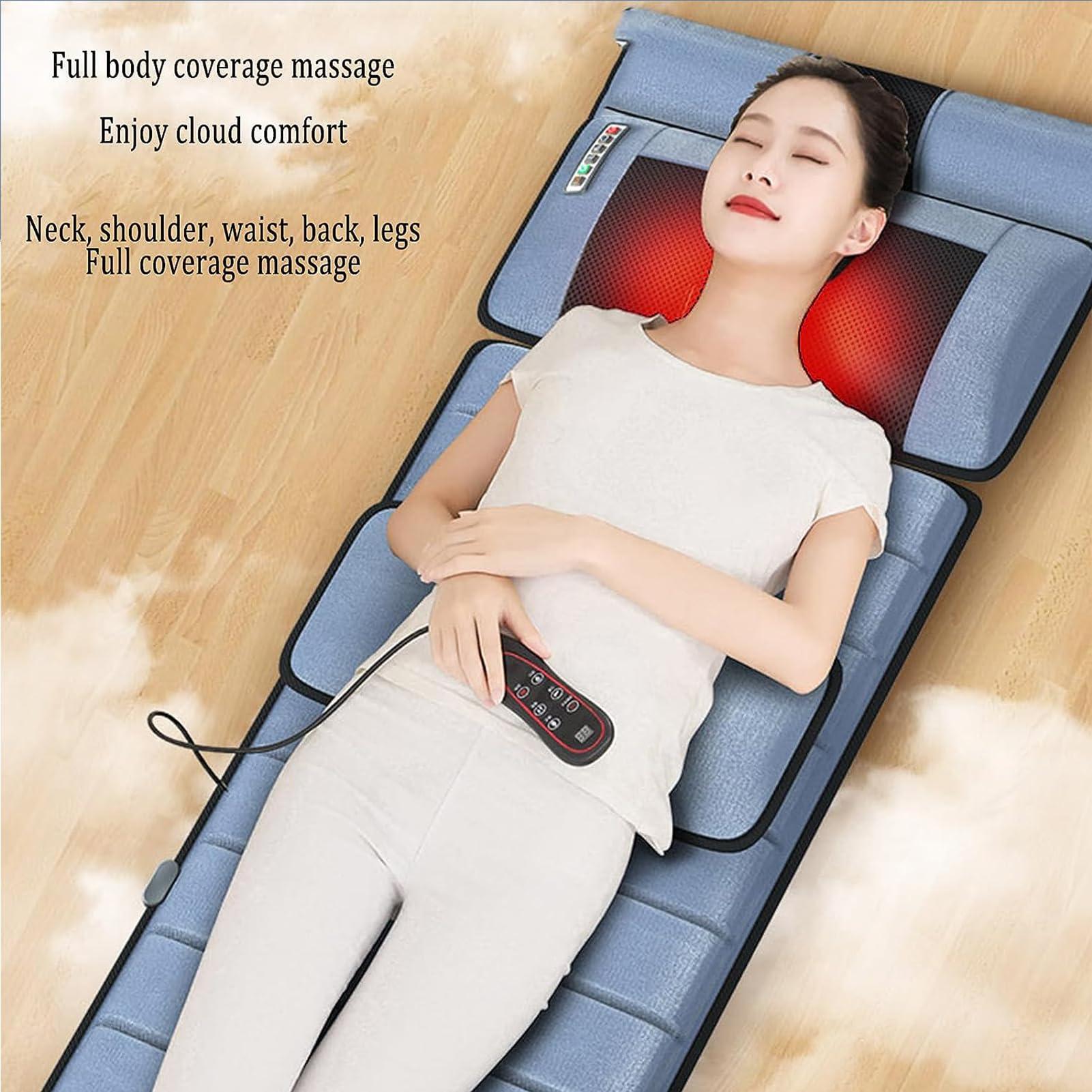 FreshCart Basics Massage Mat with Heat Pad,Full Body Massage Bed with Shiatsu Neck Massage Pillow,10 Vibrating Motors Massagers for Neck & Back Massage Cushion H(Grey Flannel)