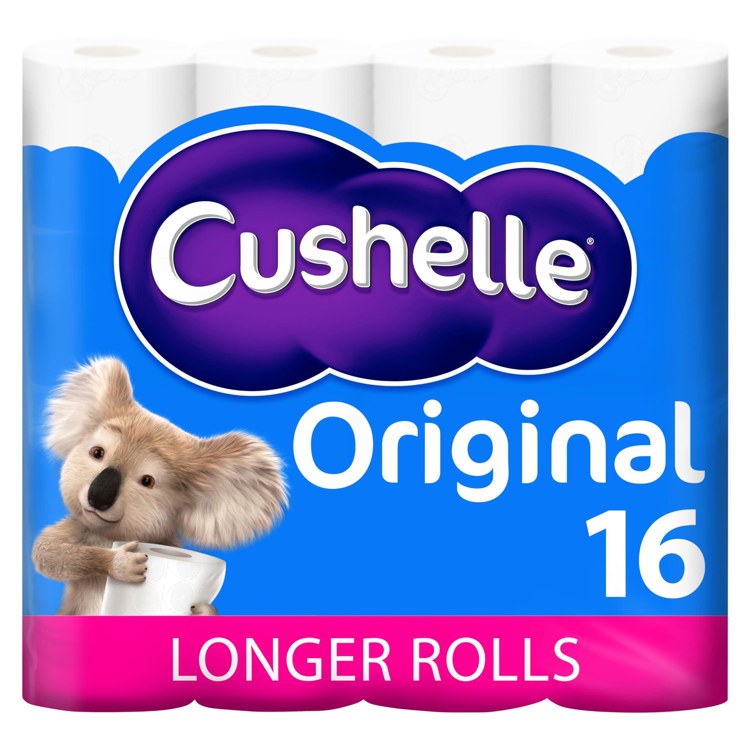 Cushelle Cushelle Original Toilet Tissue, 16 Longer Lasting Rolls, 16 Equals 24 Regular Rolls, White Bulk Toilet Paper