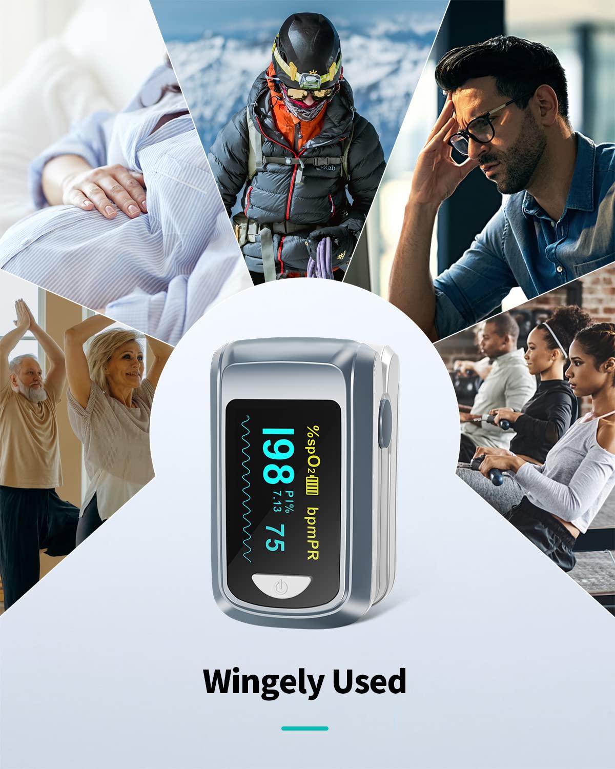 HealthTree Pulse Oximeter HealthTree Oxygen Monitor Fingertip, Bluetooth Pulse Ox with Free APP, O2 Pulse Oximeter Finger and Heart Rate Monitor, 2 X AAA Batteries, Lanyard