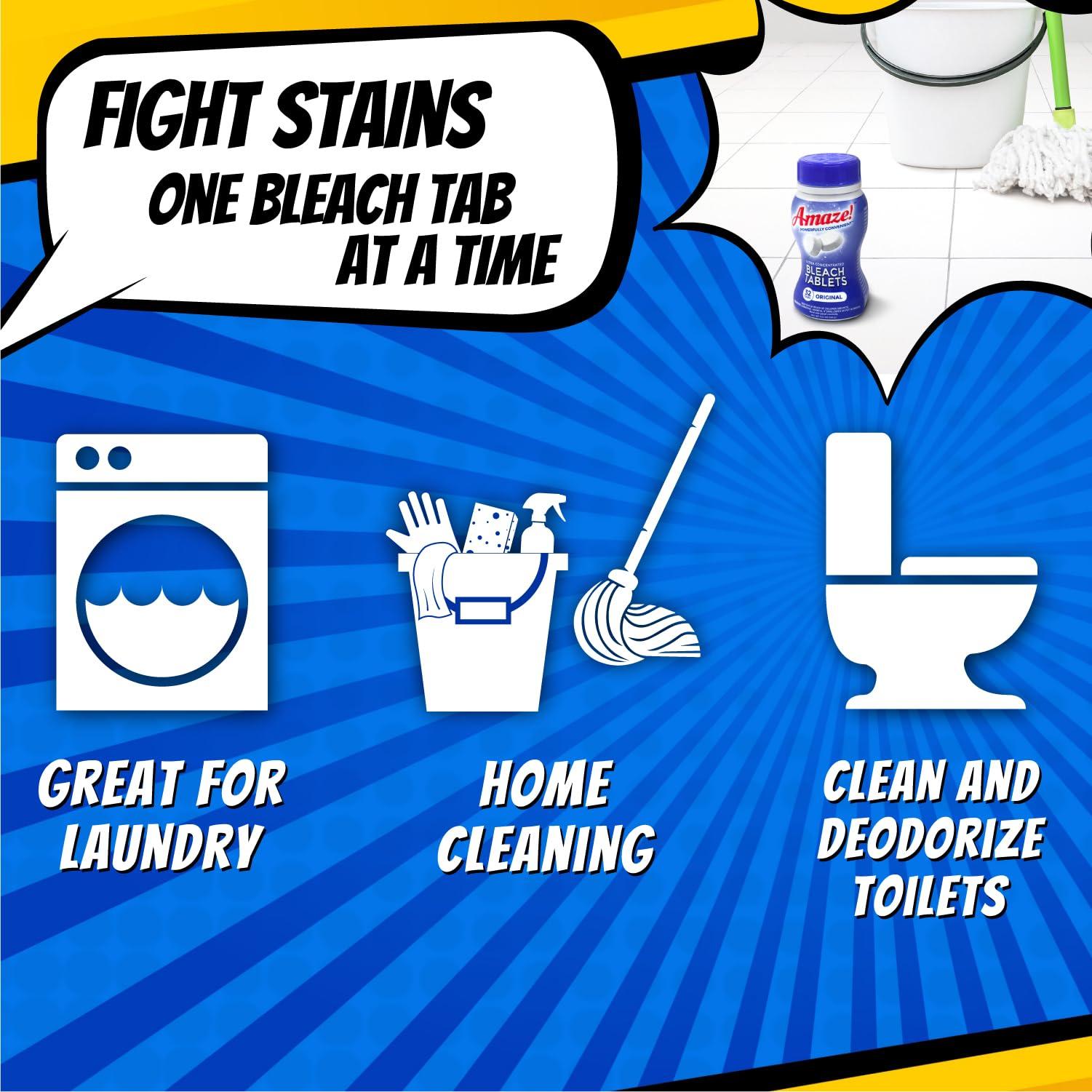 AMAZE AMAZE Bleach Tablets Ultra Concentrated Bleach Tablets for Laundry and Home Cleaning. (32 Count Original)