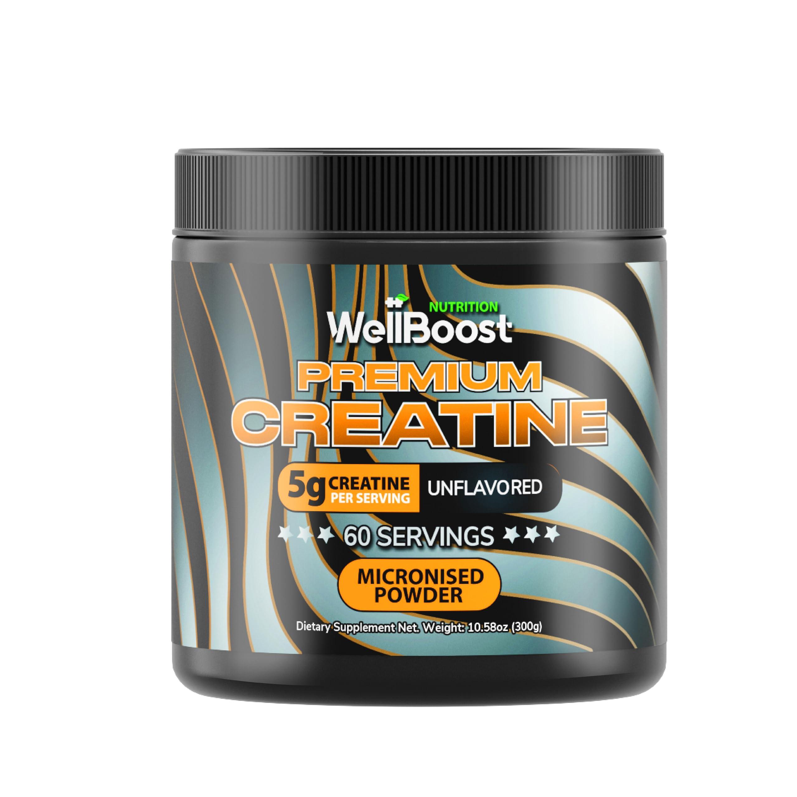 WellBoost WellBoost Nutrition Micronised Creatine Powder, 900g 100% Pure Creatine Monohydrate Powder for Performance and Muscle Power, Unflavoured Shake (180 Servings)