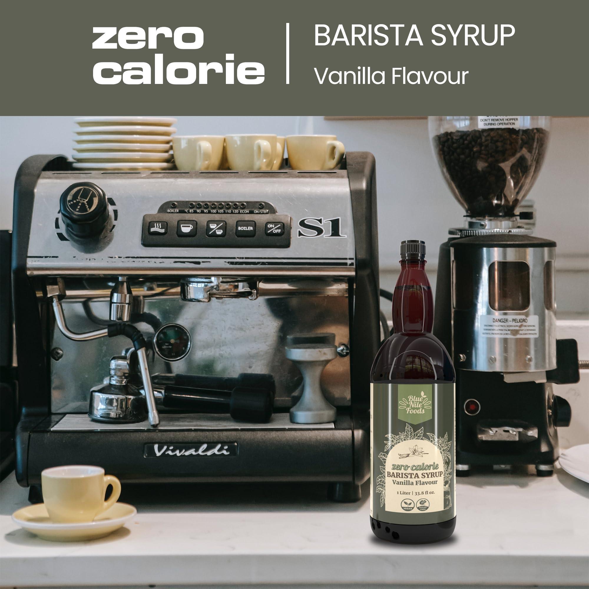 Blue Nile Foods Blue Nile Foods Barista Vanilla Coffee Syrup, Calorie/Sugar Free Syrup, Keto Friendly Vanilla Syrup, Sugar Free Coffee Syrups for Coffee Drinks - Hot/Iced, 1L